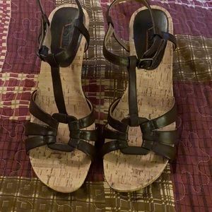 Brown wedge sandals